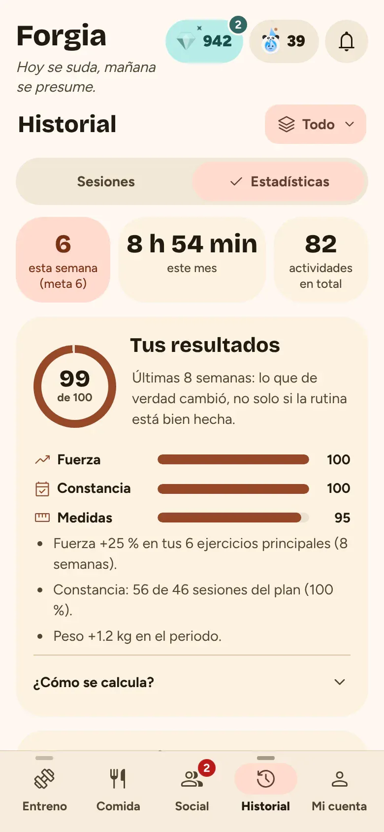 Estadísticas con Tus resultados y calendario