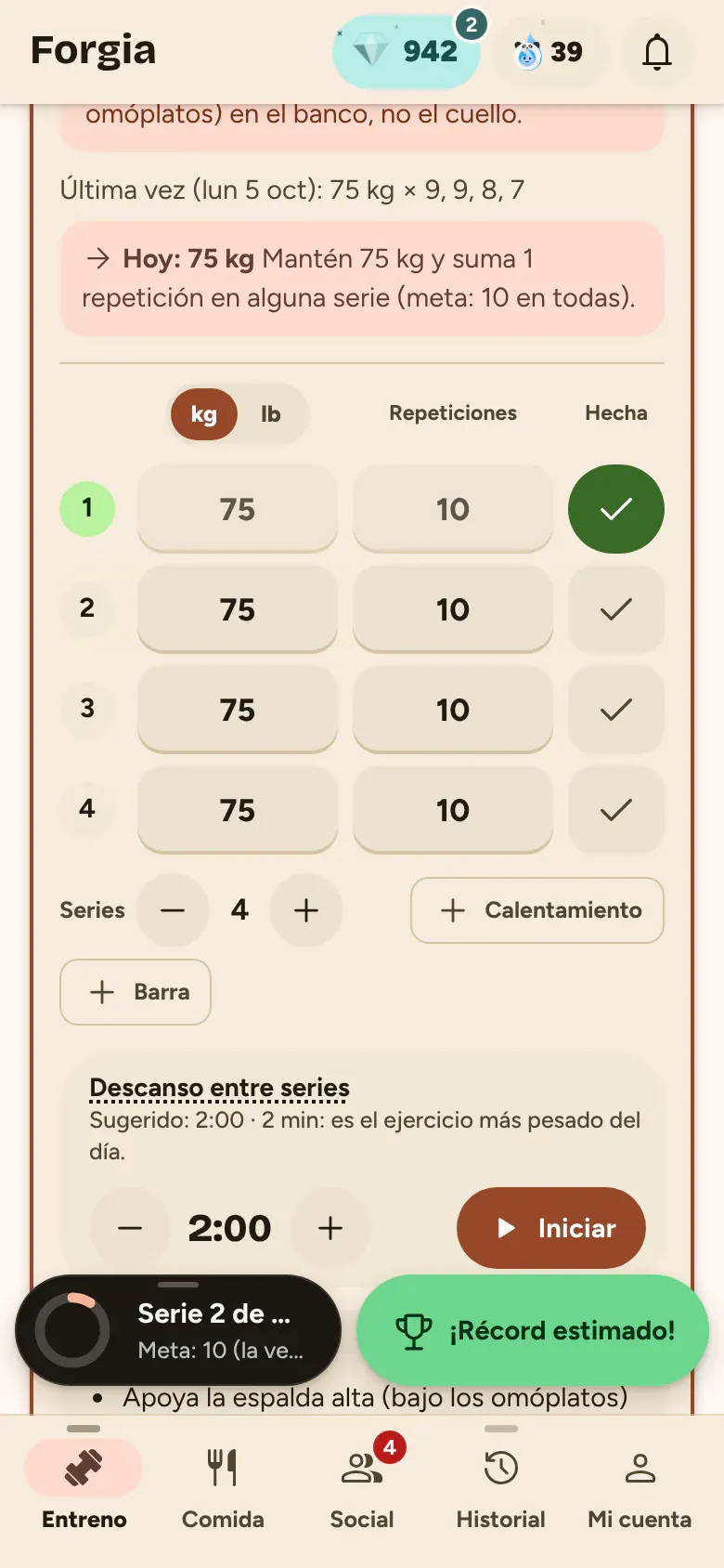 La isla diciendo la serie que sigue con su peso