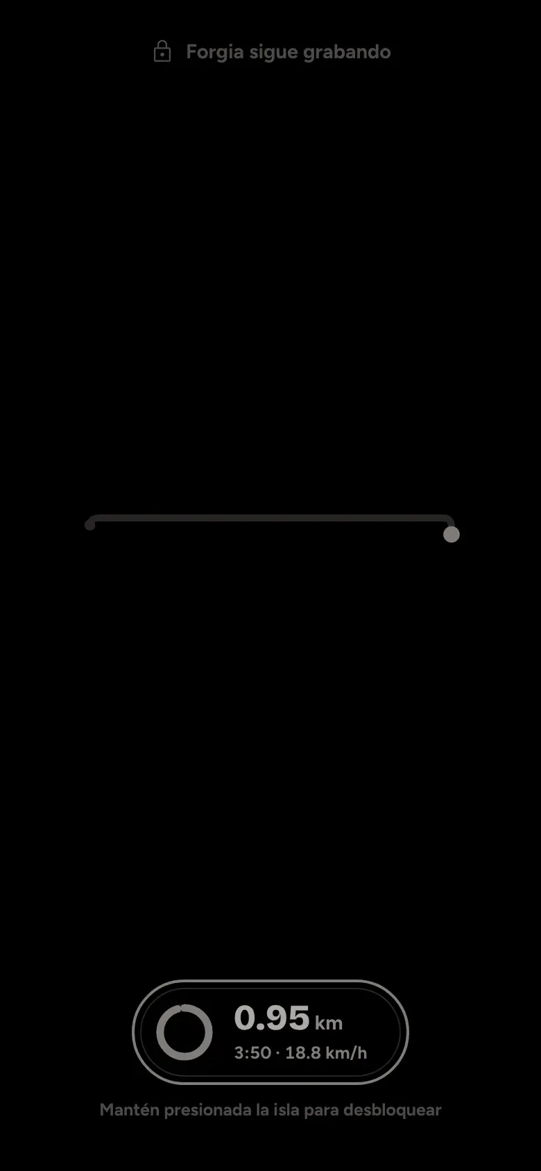 Pantalla bloqueada en negro con la silueta de la ruta